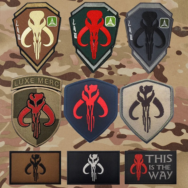 Parche de cazador de recompensas This Is The Way, parches bordados tácticos Mandalorianos Bantha, pegatinas para ropa con gancho y bucle