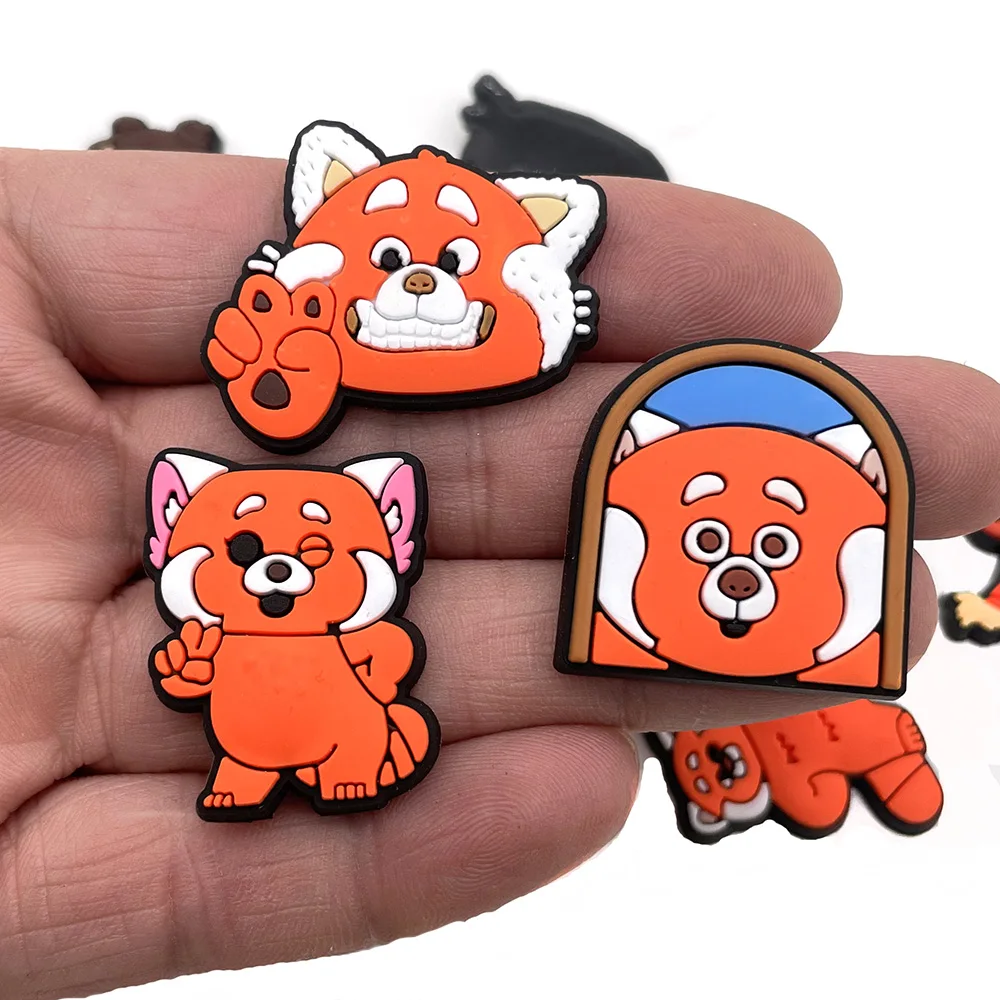 Disney 1pcs Turning Red bear PVC shoes charms cute Cartoon DIY Sandals Accessories for clogs Decorations boy Girl kid Party gift