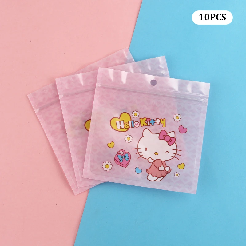 Sanrio helloo kitty lucu permen kue tas Ziplock tas kemasan makanan ringan tas ritsleting multifungsi hadiah festival 10 buah