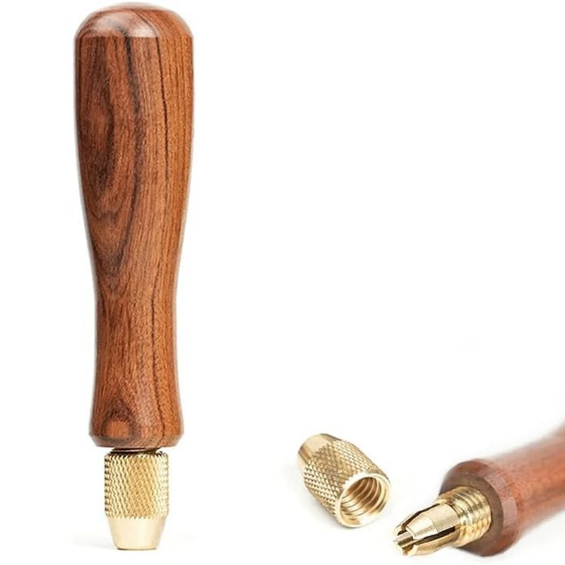 Wood File Handle Wooden Handles With Brass Collet Chuck For Small Files Spare Parts Accessories DIY