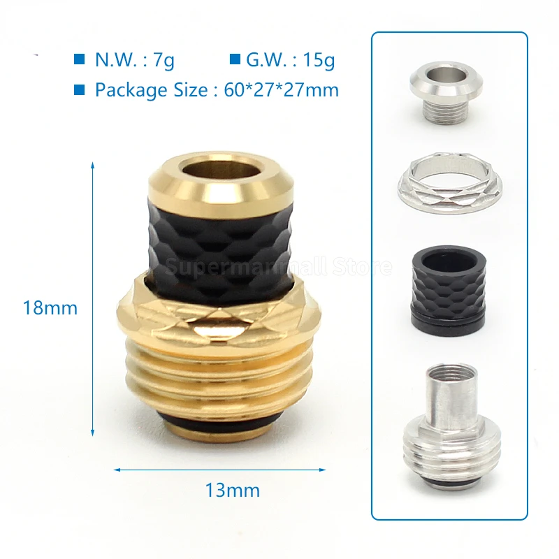SXK Style Modular DT BxR/BB by Hussar Vapes Drip Tip for SXK BB/Billet Box Mod Kit Vape Mouthpiece 316SS POM PCTG PEEK PET