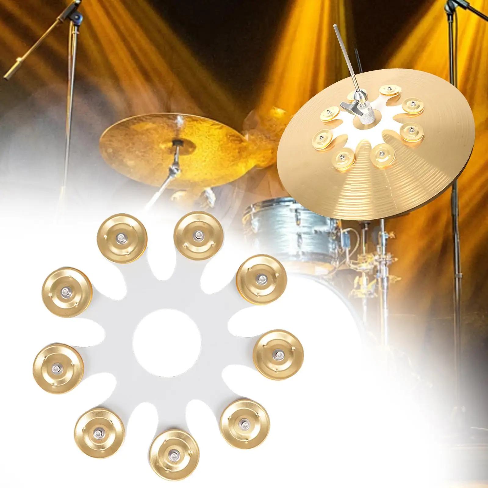 Hi Hat Tambourine Drum Parts Lightweight Easy to Install Sturdy Multiuse Drum Cymbals for Stage Performance Concert Party KTV