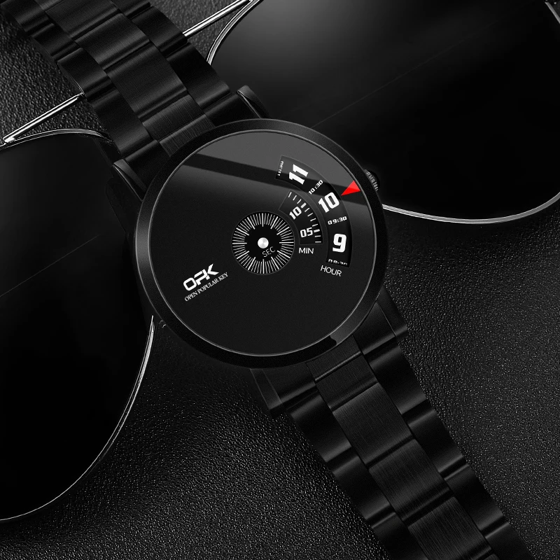 OPK 8109 Quartz Watches for Men Black Steel Strap Personality Fashion Casual Sports Man Watch Original Men's Watches