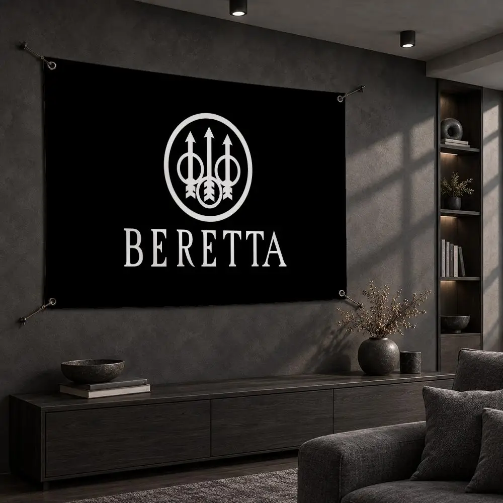 Cool B-BerettaS Design Flags Custom Decorative Wall Hanging Banner Art for Bedroom Living Room Home Office Outdoor Decor Gift
