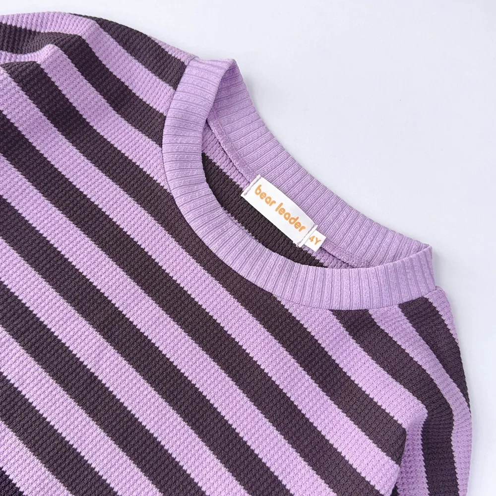 3-7 Years Girl\'s Stripes Clothes Sets Autumn Long Sleeves Top+Soild Color Pants 2Pcs Outfits for Kids Baby Clothing Casual Wear