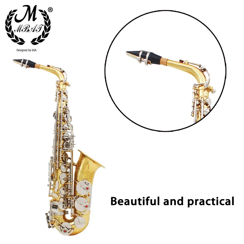 M MBAT Alto Tenor Sopran Sax Saxophon Mundstück Kunststoff mit Kappe Metall Schnalle Reed Dental Pad Holzblasinstrument Zubehör – Detail 8