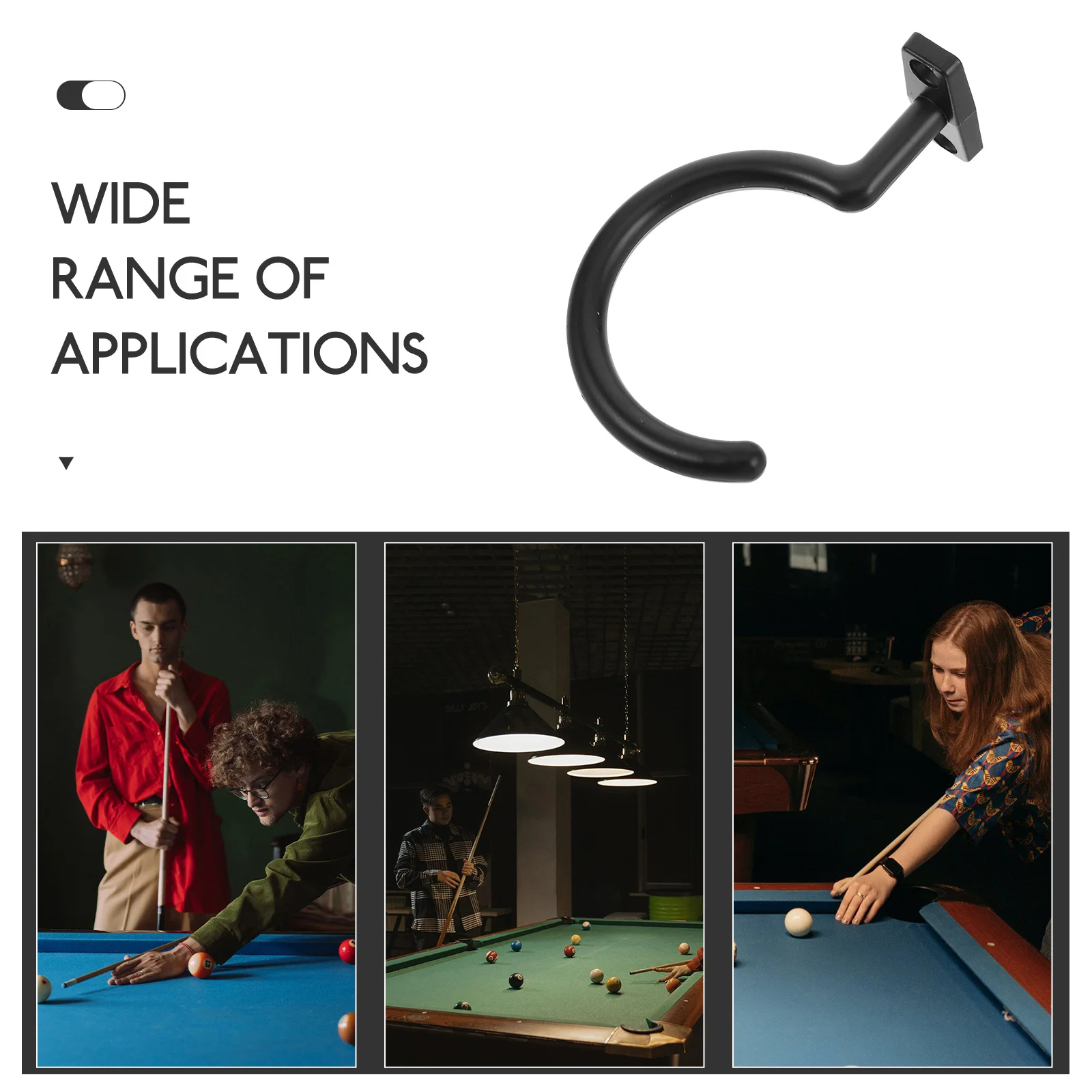 

Pool Table Hook Golden Metal Billiard Cue Rack Multifunctional Space Saving Easy Install Snooker Side Holder