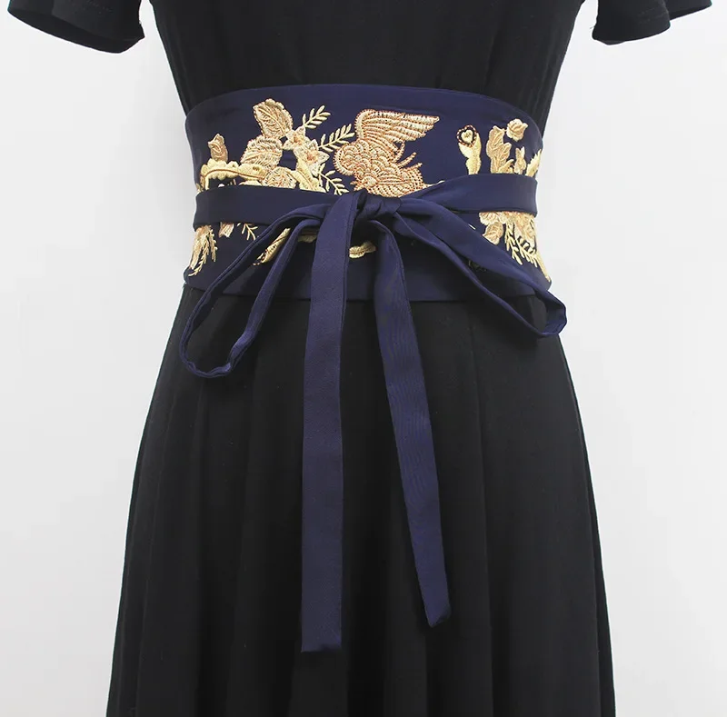 Chinese stijl borduurwerk riem gordel wit rood zwart brede riem dames stof jurk kant decoratief