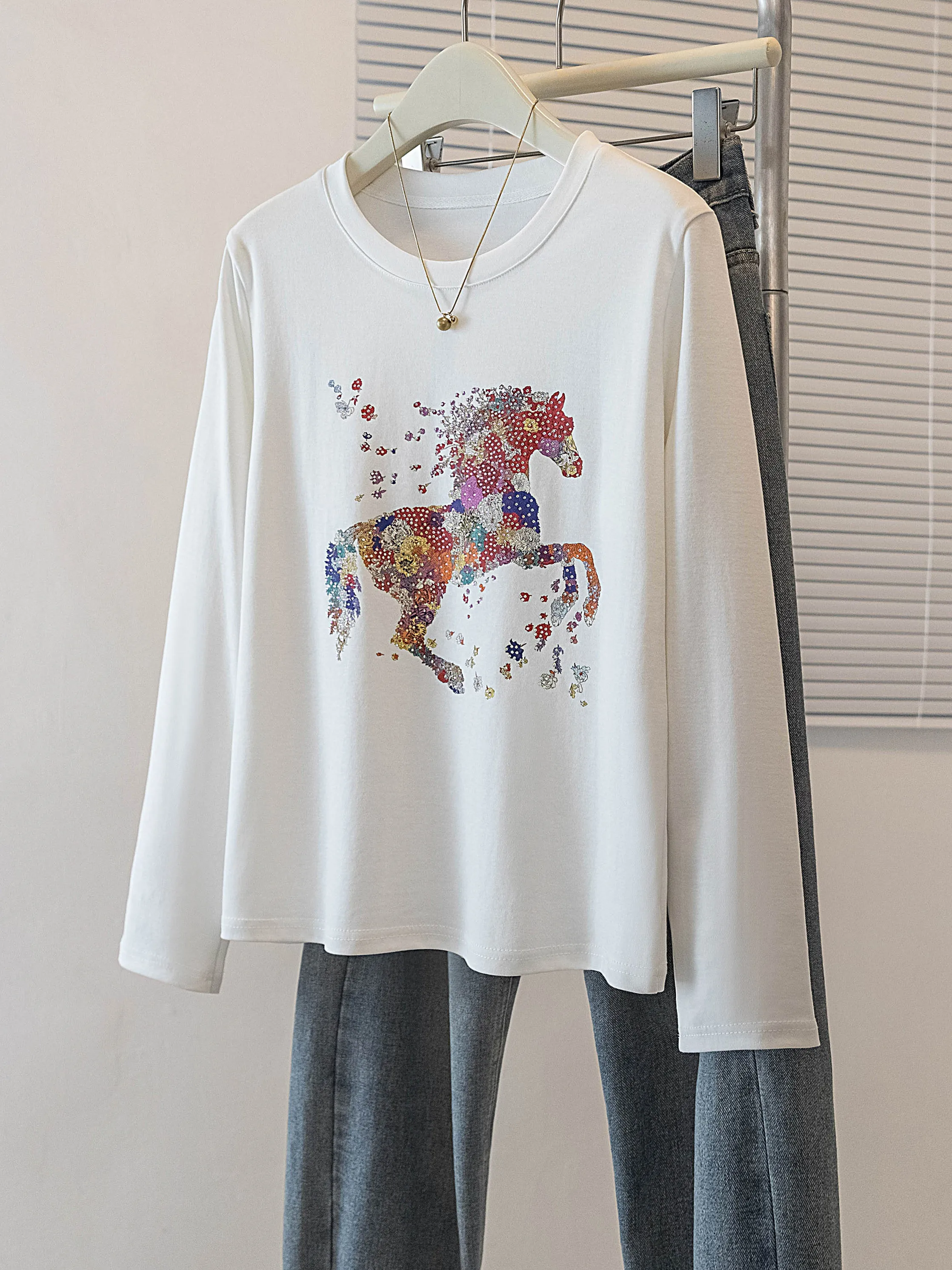 

Женская футболка свободного кроя с длинным рукавом и круглым вырезом, больших размеров, повседневная, удобная, новая весенняя модель, дышащий топ из смесового хлопка