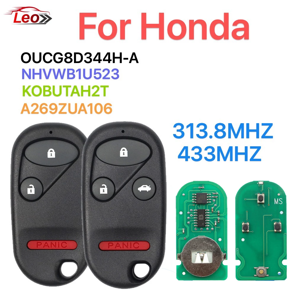 

Дистанционный брелок Leo для Honda Civic Pilot Accord OUCG8D344HA NHVWB1U523 KOBUTAH2T A269ZUA106 313,8/433 МГц.