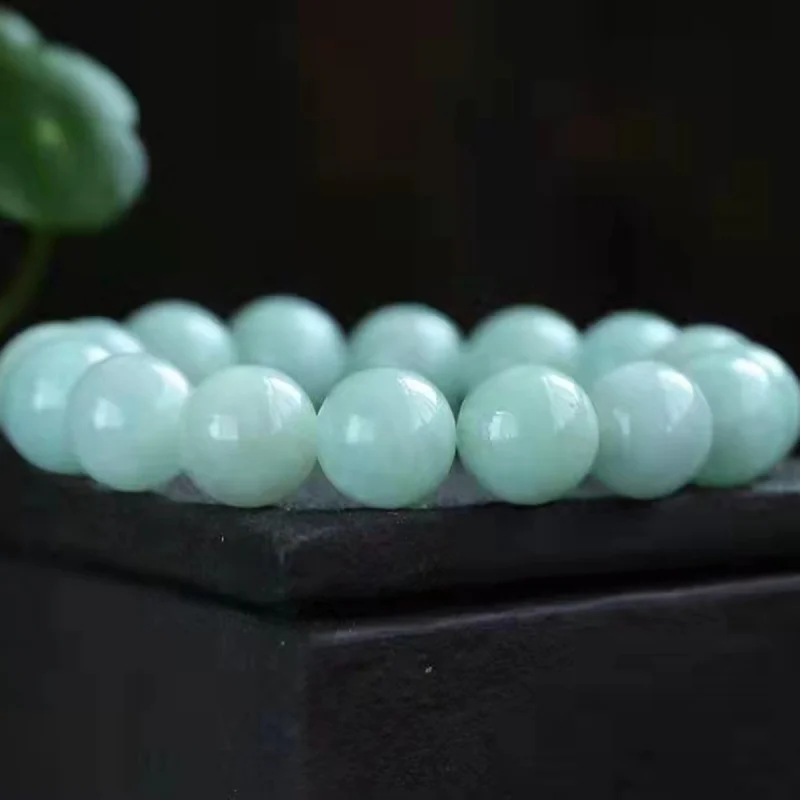 Natural Myanmar A- Level Children's Ball JadeWaxy Kinds Light Green Bracelet Factory Direct Sales