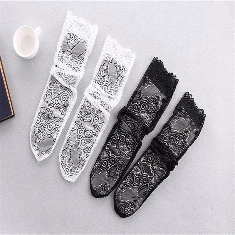 Spring Summer Floral Mesh Black Lace Socks for Women Sexy Hollow Stockings Japanese Lolita Princess Socks Charm Girl Hosiery Sox