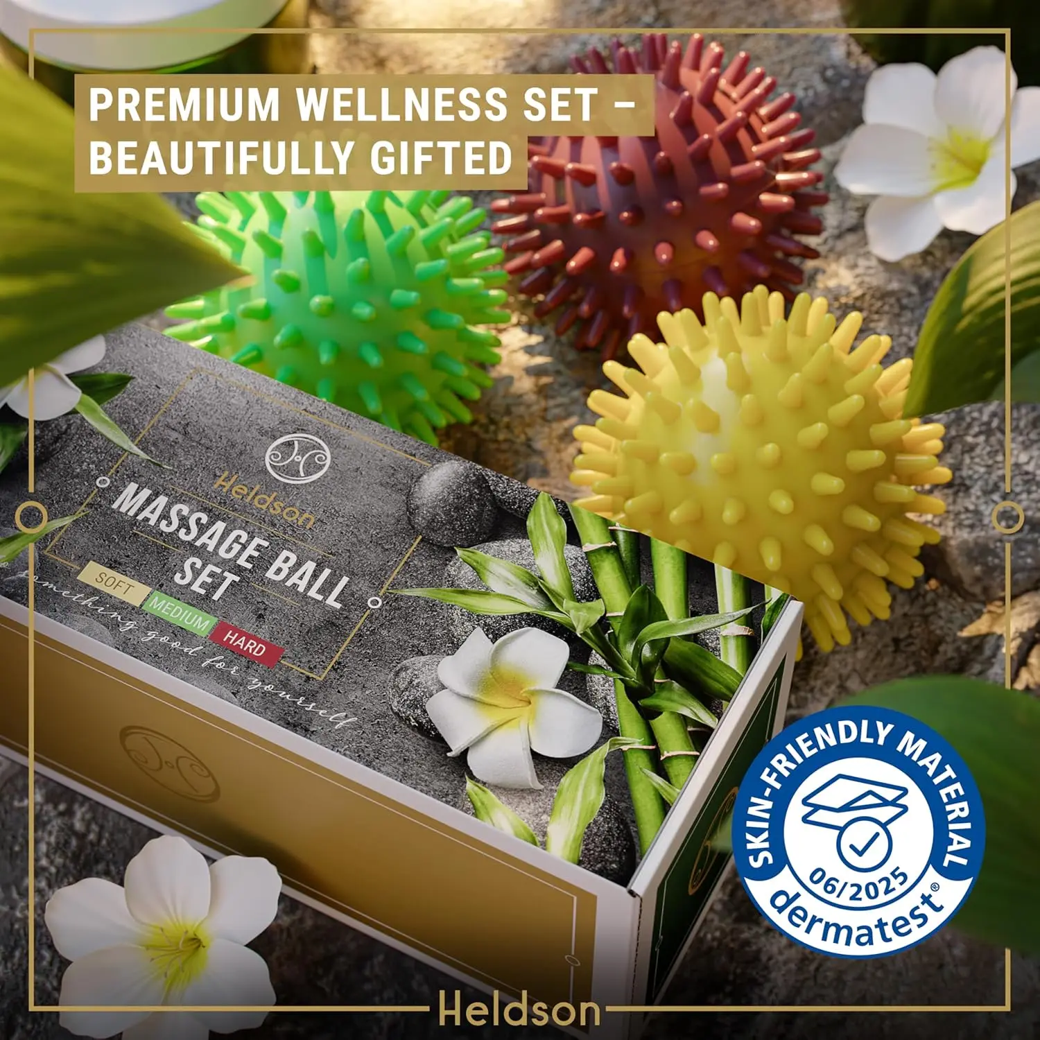 3 Spiky Massage Balls Set - Soft, Medium, Hard - Foot Roller for Plantar Fasciitis & Back Pain Relief - Trigger Point Therapy - Spiky Pressure - view 2