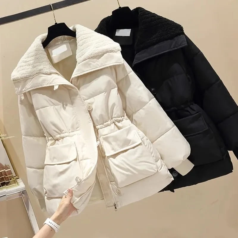 Women\'s Jacket 2024 New Winter Parkas Cotton-padded Jacket Coat Short Fashion Stand Collar Thicken Bread Jacket Puffer Coat Tops