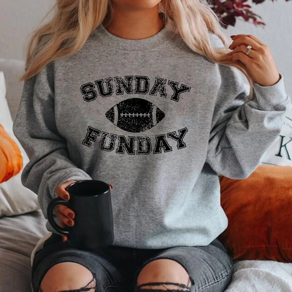 

Sunday Funday Sweatshirt Unisex Football Crewneck Sweatshirts Game Day Tops Vintage Graphic Hoodies Casual Streetwear Pullover