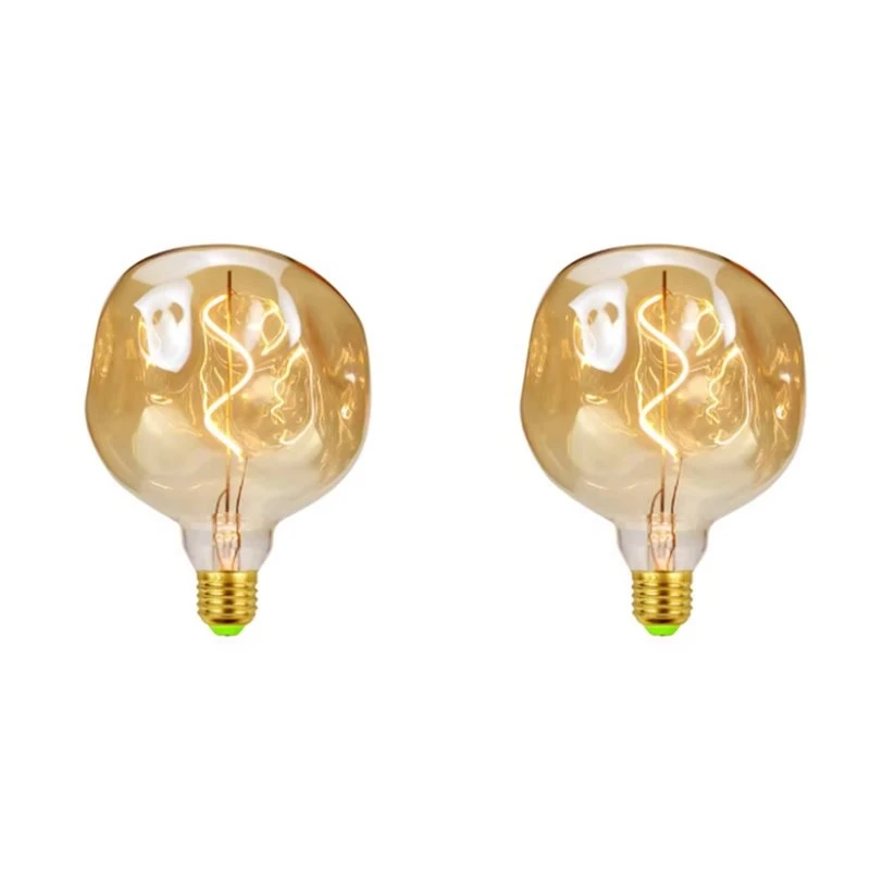 T19C 2X E27 Vintage Led Bulb 4W 110V Dimmable Special Shaped Big Stone Bulb Festival Events Decorative Bulb Gold
