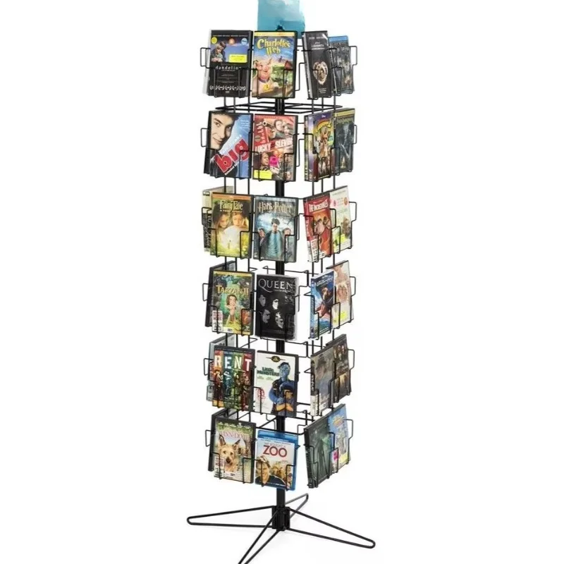 Rotating Floor Metal Pocket Post, Stand Rack, Cartão, Display CD, Calendário, Revista