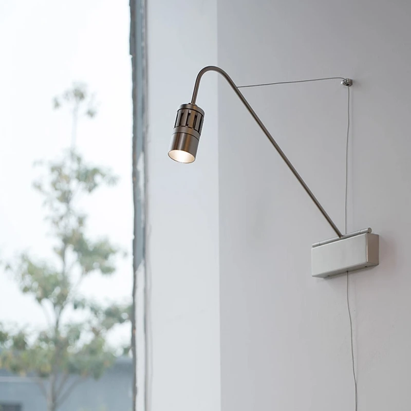 

Moden Industrial Style Long Arm Wrought Iron Adjustable Wall Lamps LED Light Minimalist Living Room Bedroom Study Office Sconces