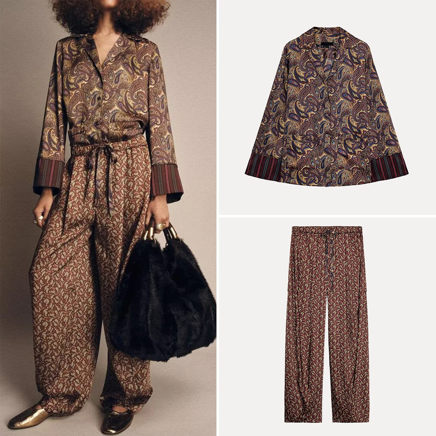 

Женский комплект Irt And Pants с морским принтом, длинный воротник-свеч, евро Sle, четыре сезона, размер для взрослых, осенняя коллекция, бренд Z