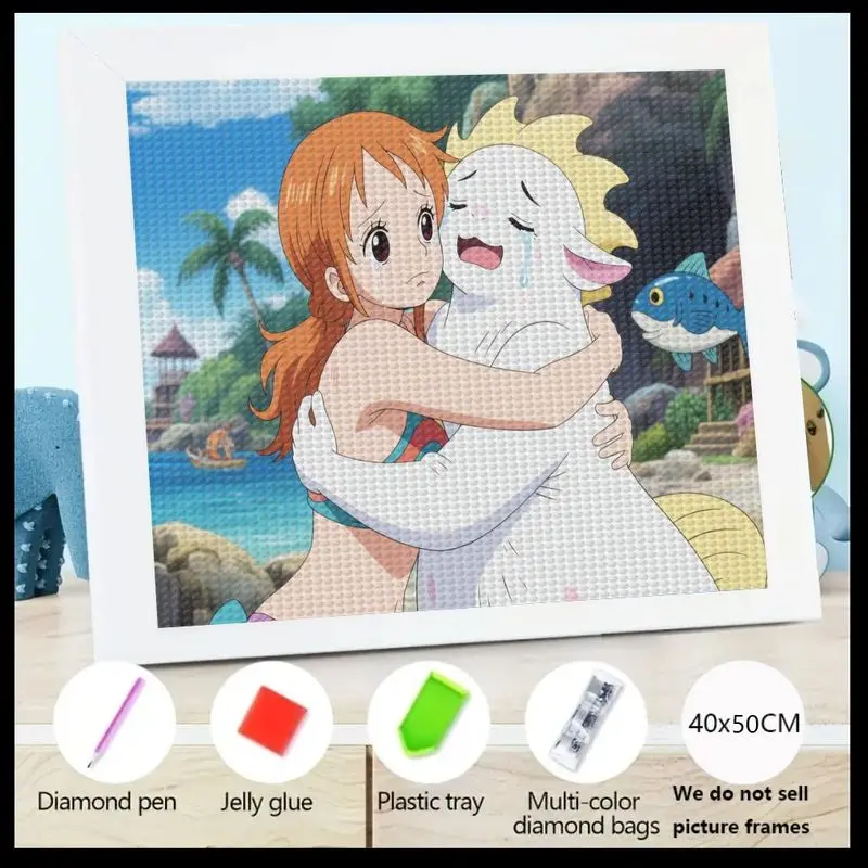 

1 шт. 5D DIY комплект алмазной живописи, цельный аниме Нами и Клабаutermann эмоциональная обнимающая сцена полная дрель кристаллическое искусство, пляжная земля