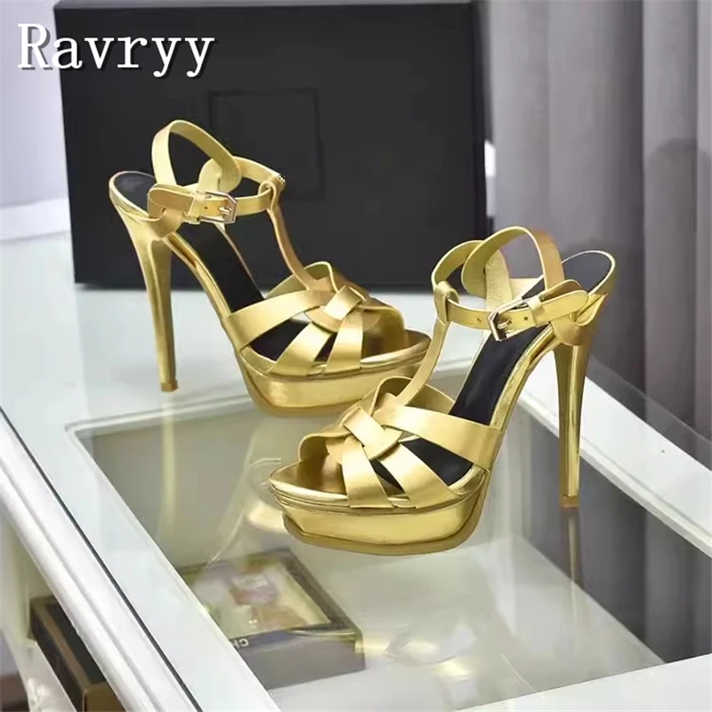 Designer Platform Super High Heels Sandals Women Summer New Open Toe Buckle Ankle Strap Stiletto Wedding Party Shoes