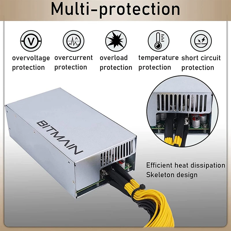 Hot TTKK 2X APW7 1800 W Voeding Mijnbouw PSU Voor Bitmain Antminer S9/L3 +/A6/A7/R4/S7/E9 Met 10X PCI-E 6Pin Connectors