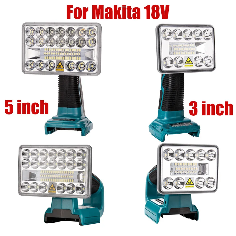 3/5 Inch Tool Light For Makita 18V Lithium Battery Cordless LED Flashlight Lamp With USB Outdoor Emergency Lighting Spotlight