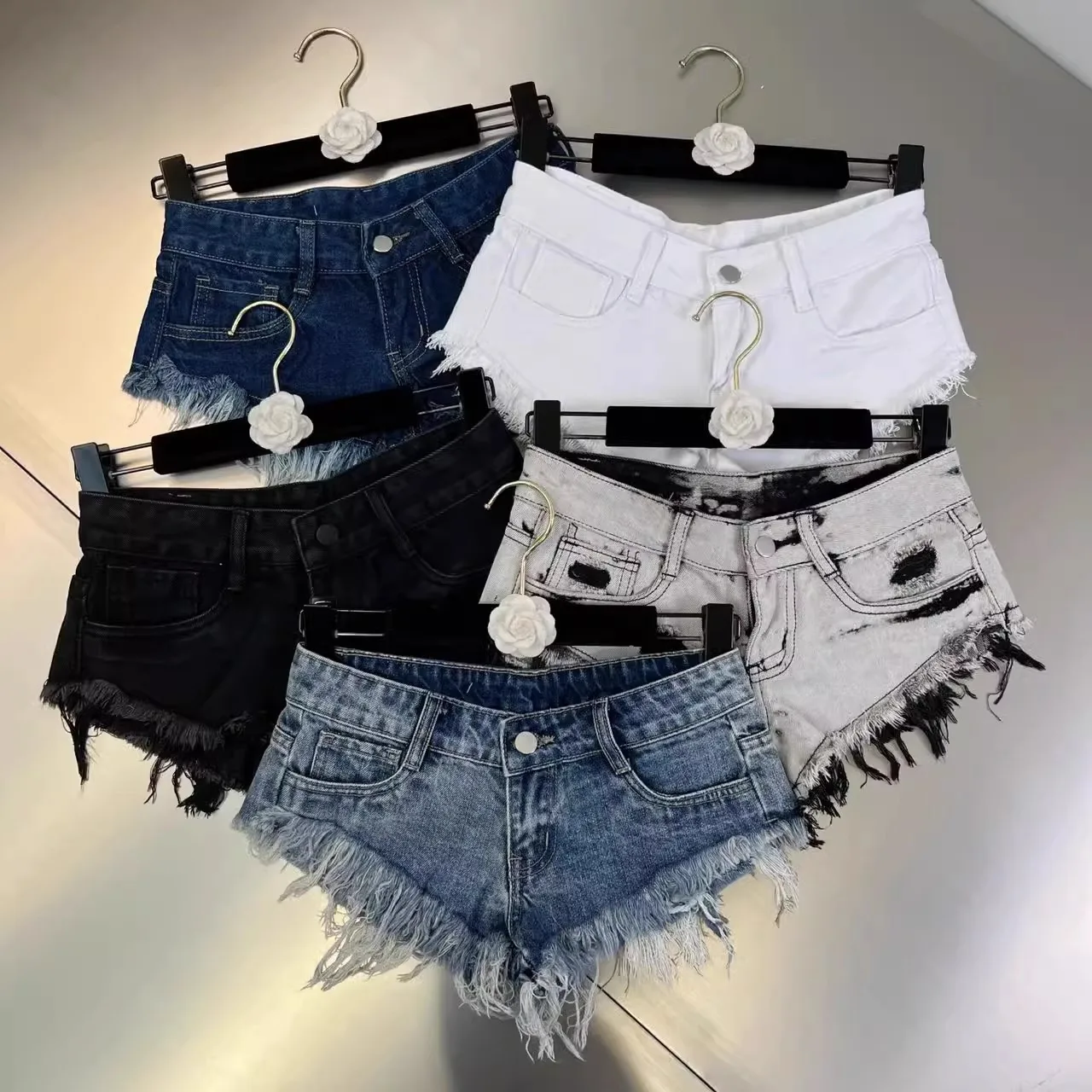 

Low Waist Fashion Women's Jeans Sexy Denim Pants Tight Fit No Stretch Chinese Made Deep Blue Folded Hem Ladies Premium Jeans