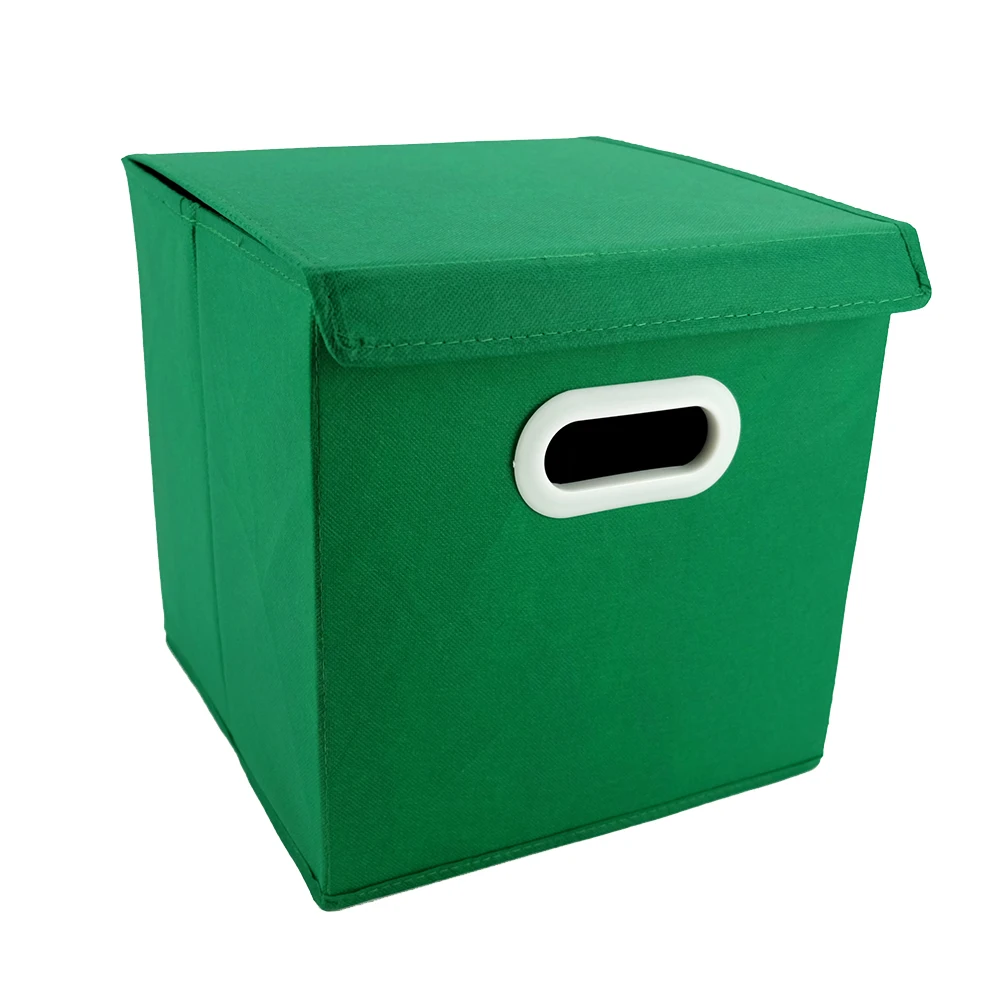 

Cloth Storage Bin Green Folding Non-Woven Fabric With Plastic Handle For Laundry Books Crafts Storage Bins Desktop