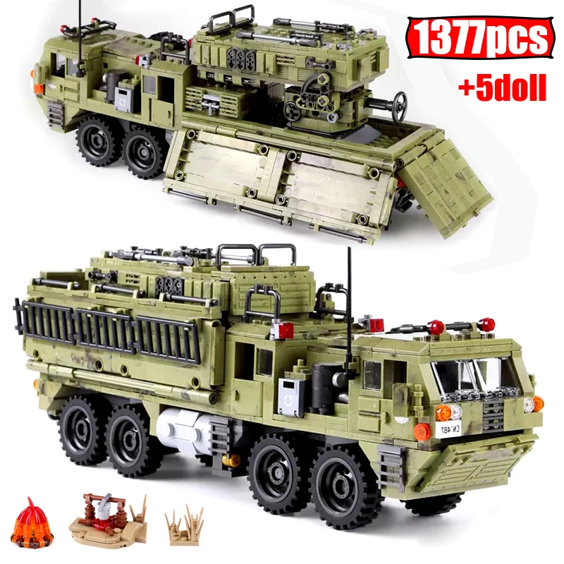 1377pcs City WW2 Military Scorpio Heavy Truck Bricks Model Technical MOC transport truck Soldier Building Blocks Toys For kids