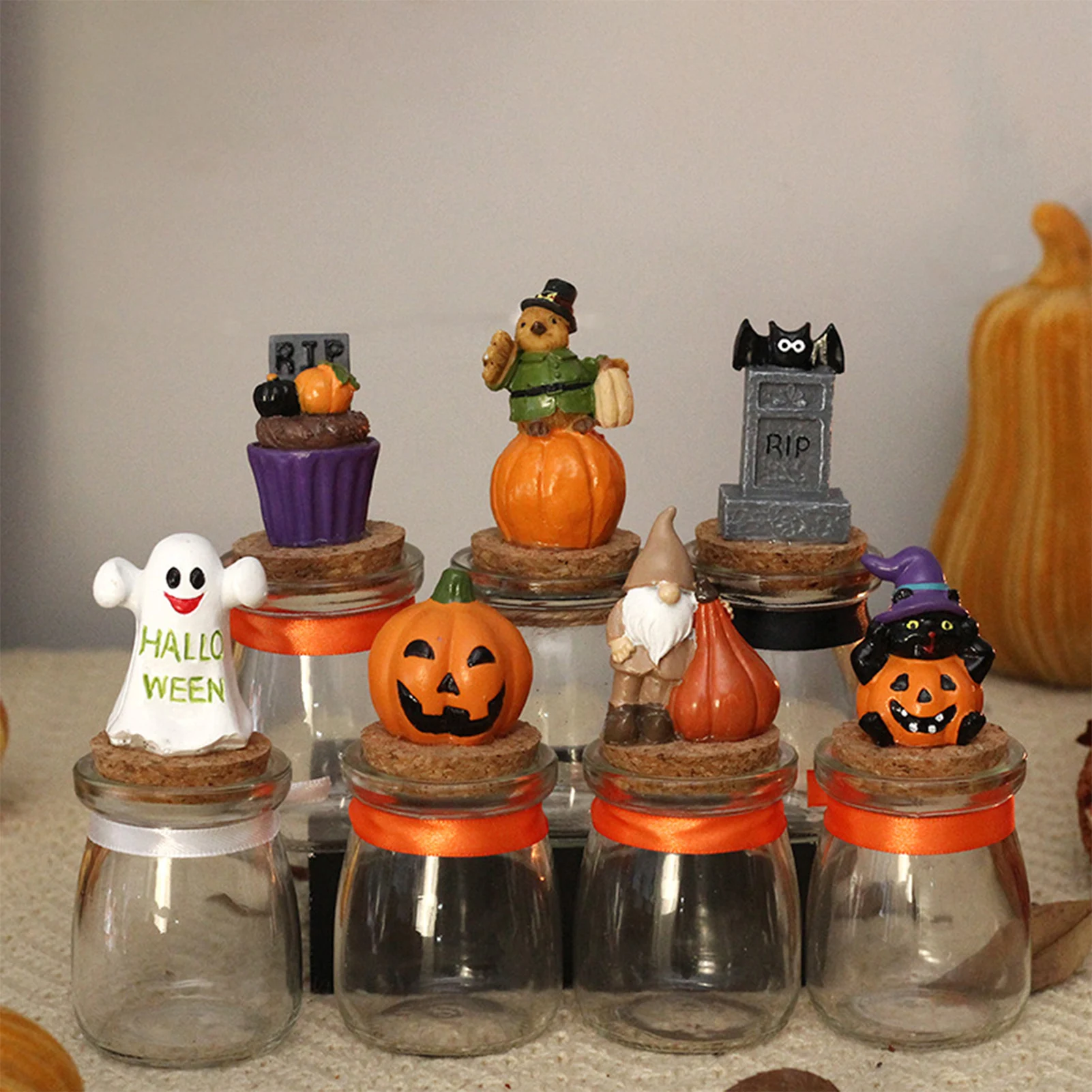 

Halloween Clear Candy Box Resin Cute Ghost Pumpkin Candy Jar Fits Holiday Halloween Party Desktop Sweetmeat Storage Ornaments