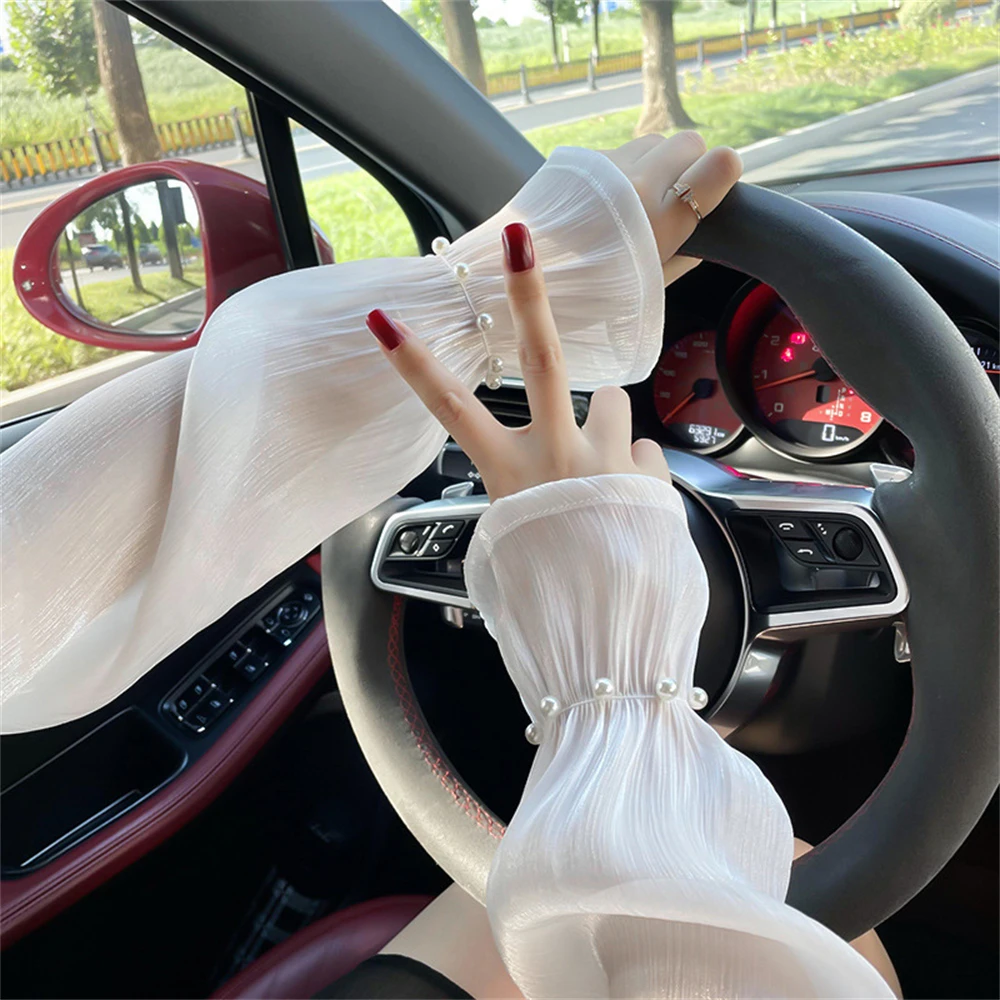 New Ice Silk Long Sleeves Sunscreen Loose Arm Sleeves UV Sun Protection Summer Women Gloves Outdoor Cycling Golf Cool Arm Cover