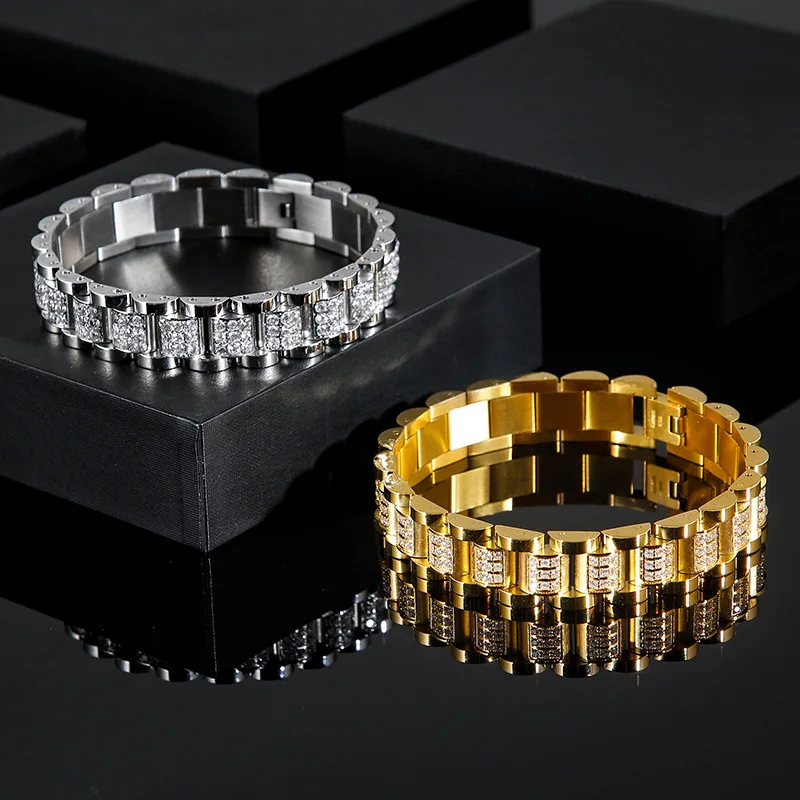 

European and American Stainless Steel Bracelet, ZIRCON Titanium Steel Bracelet