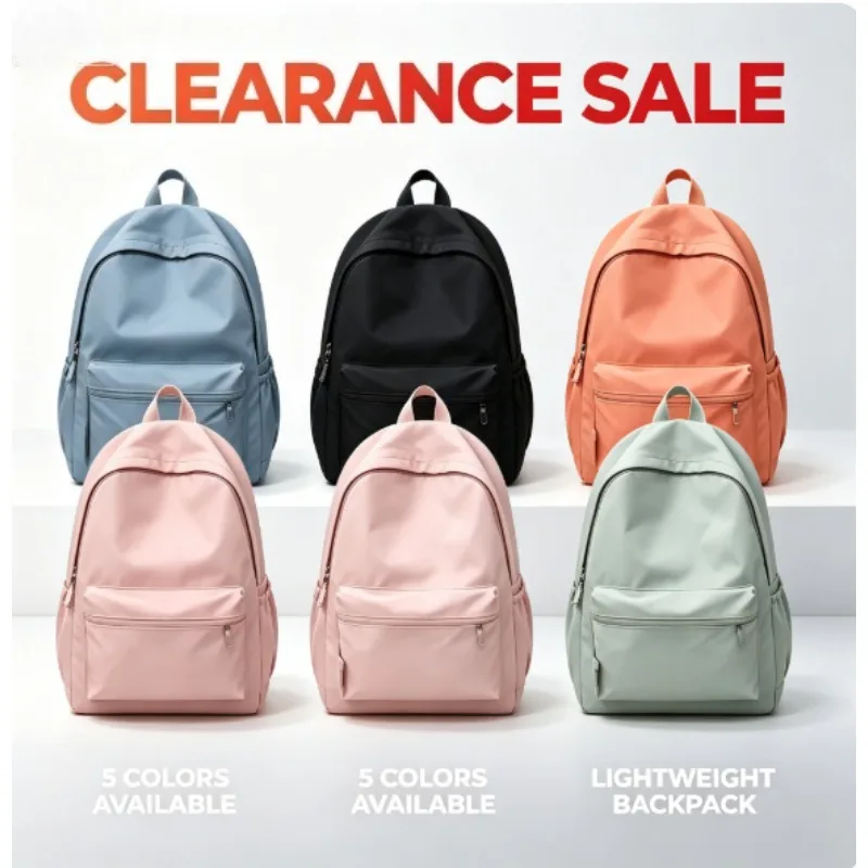 Simple Solid Color Backpack Women Nylon School Bags for Teenager Girls Bookbag Lady Travel Backbag Shoulder Bag