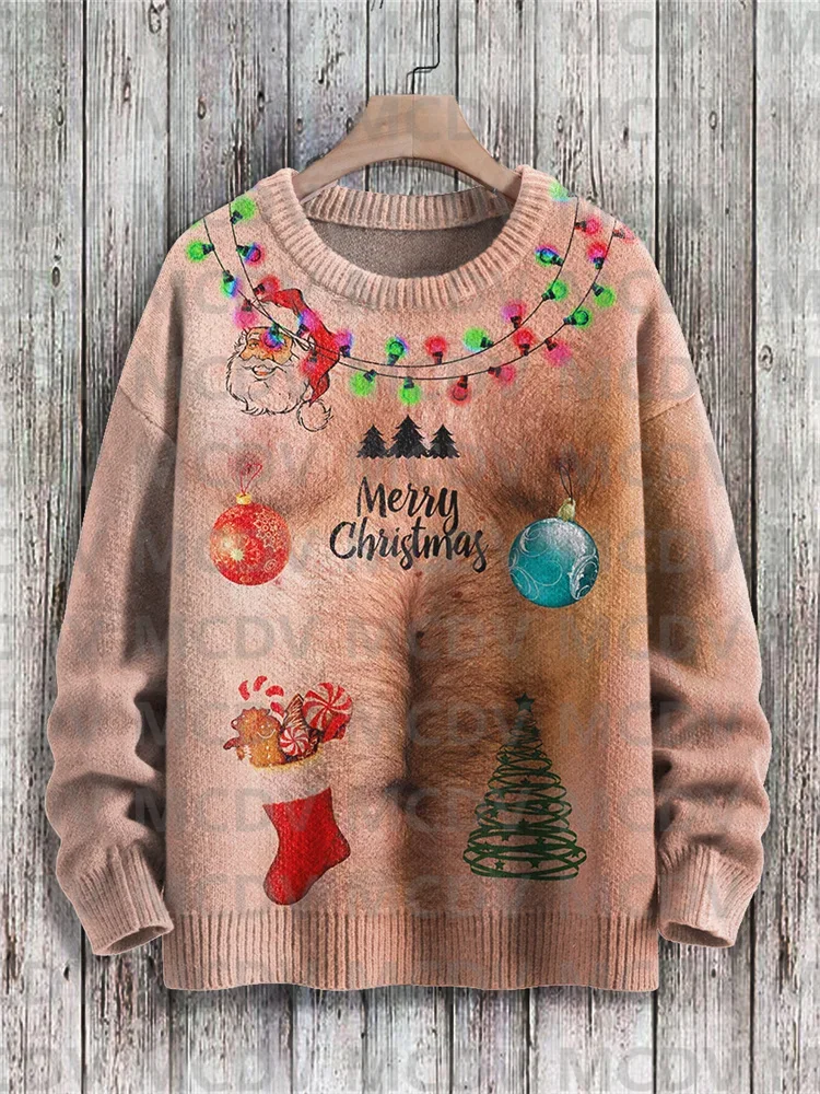 Funny Ugly Christmas Dress Up Art Print Knit Pullover Sweater Men's For Women's Pullover