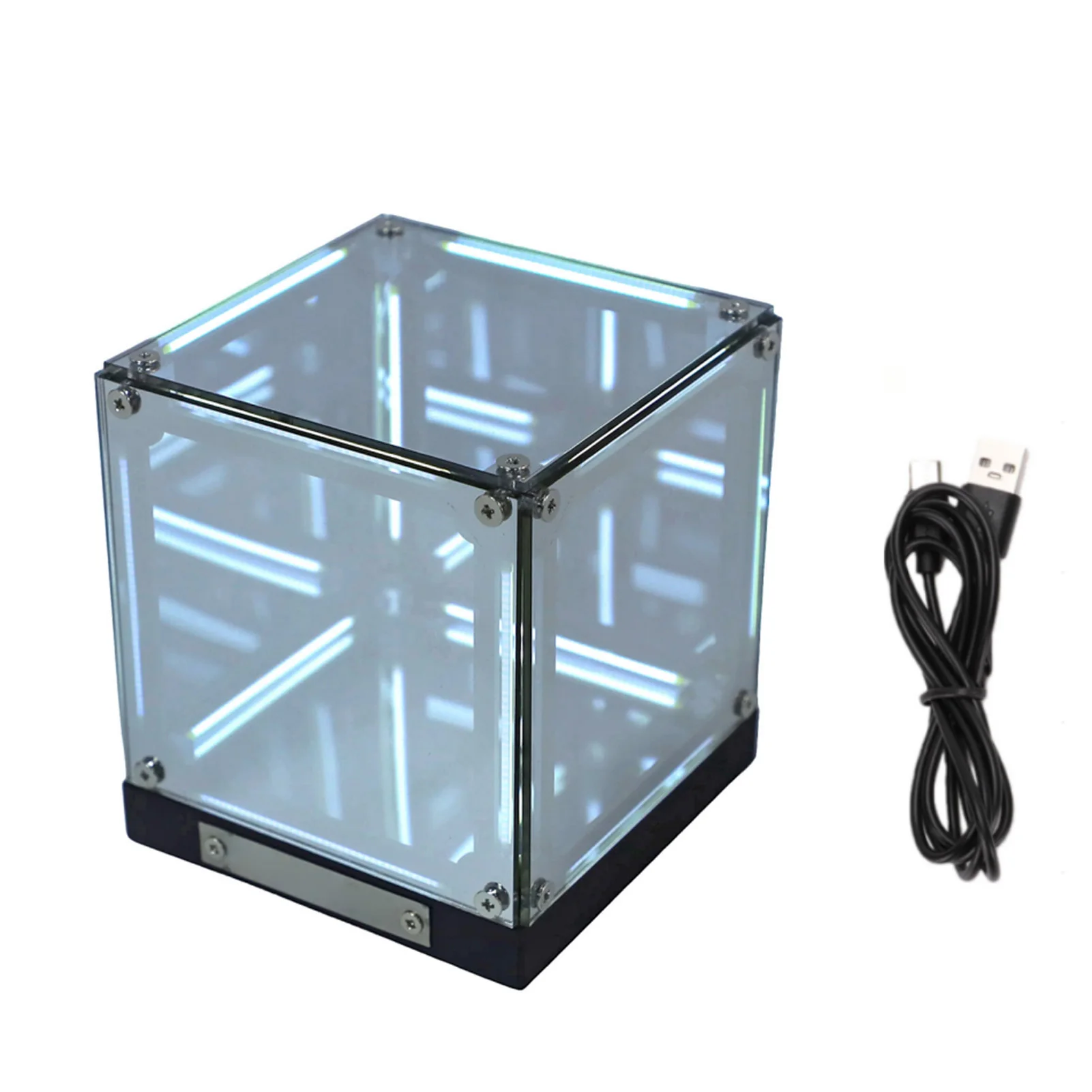 Cube Light Mirror 4D Acrylic LED Touch Dimmable Rechargeable Mood Night Light Gaming Desk Futuristic Decor White
