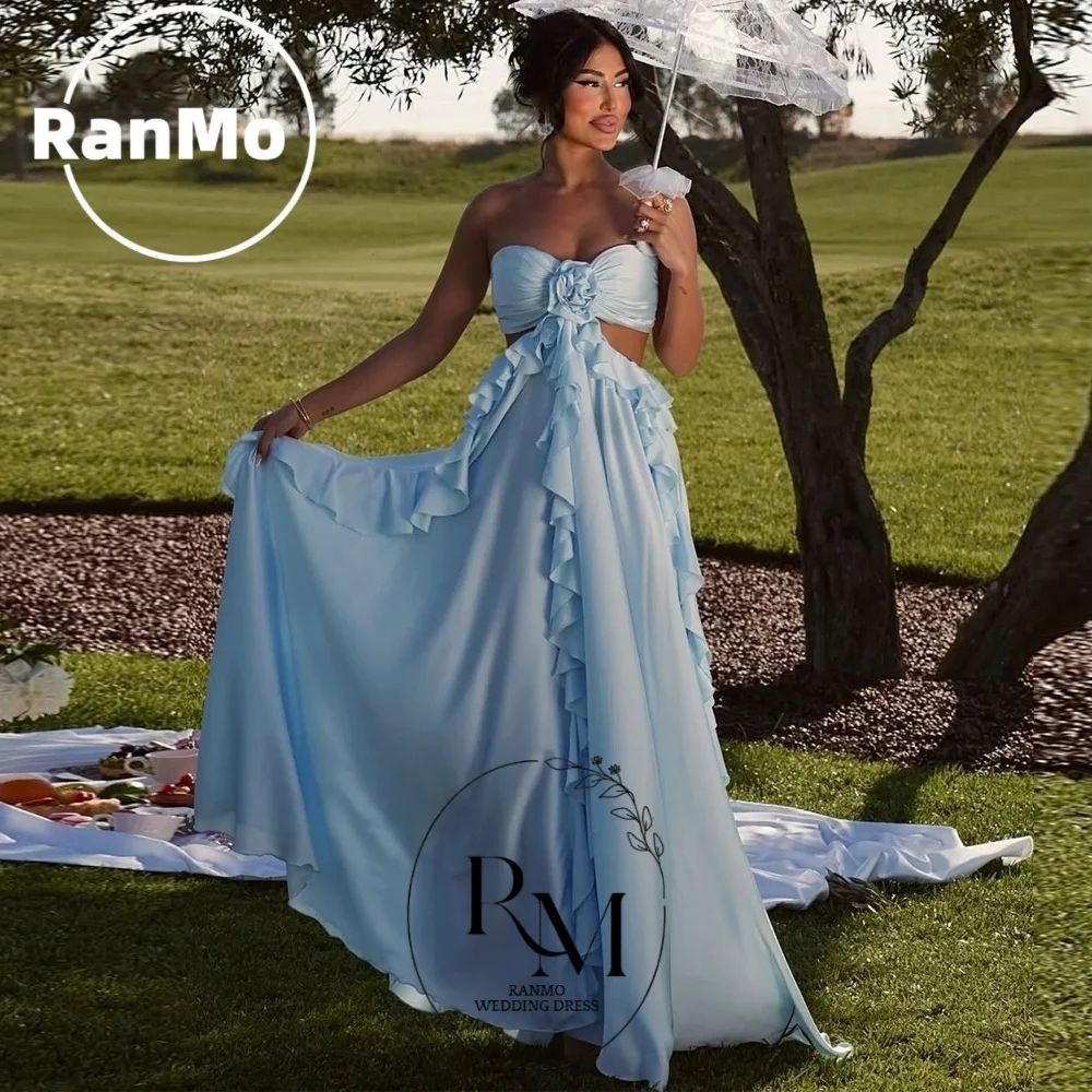 

Ranmo Sweetheart Cut-out A-line Prom Dresses Floor-length Flower فساتين سهرات Backless Blue vestidos de festa 2026