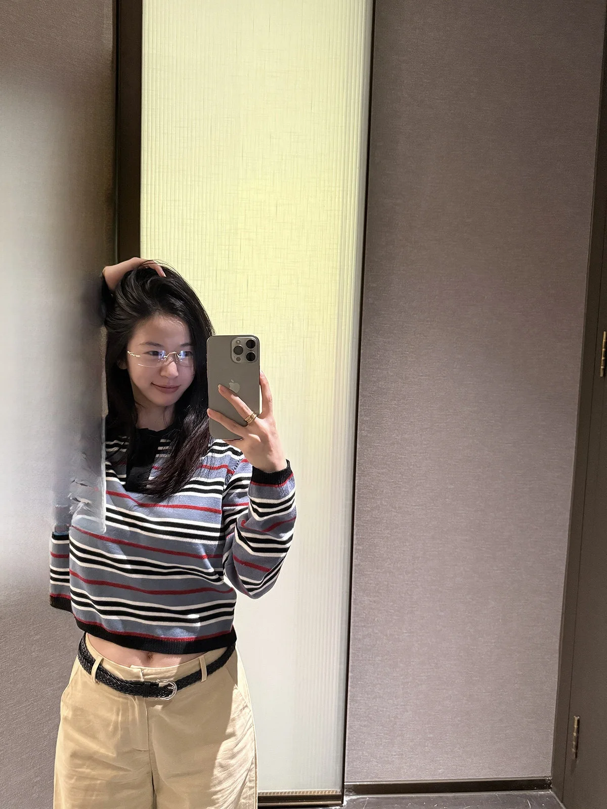 

Женский облегающий трикотажный топ MOMENTHOME с длинным рукавом, в полоску, осенний, повседневный, с круглым вырезом