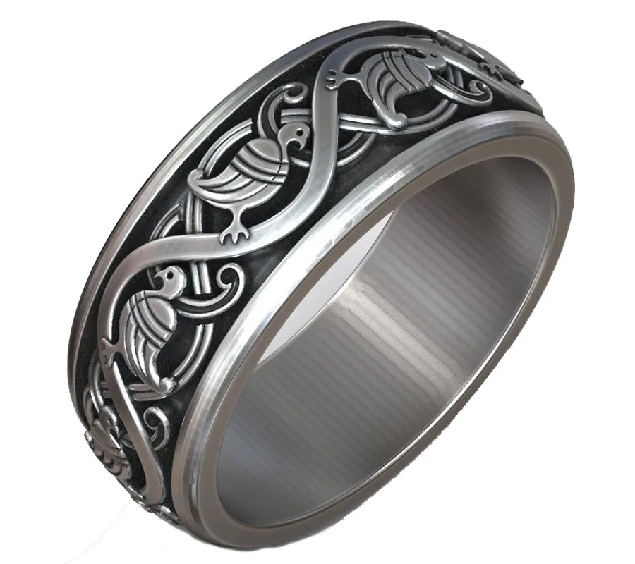 

8g Slavic Scandinavian Bird Wedding Band Women Rings Customized 925 Solid Sterling Silver Rings Many Sizes 6-13