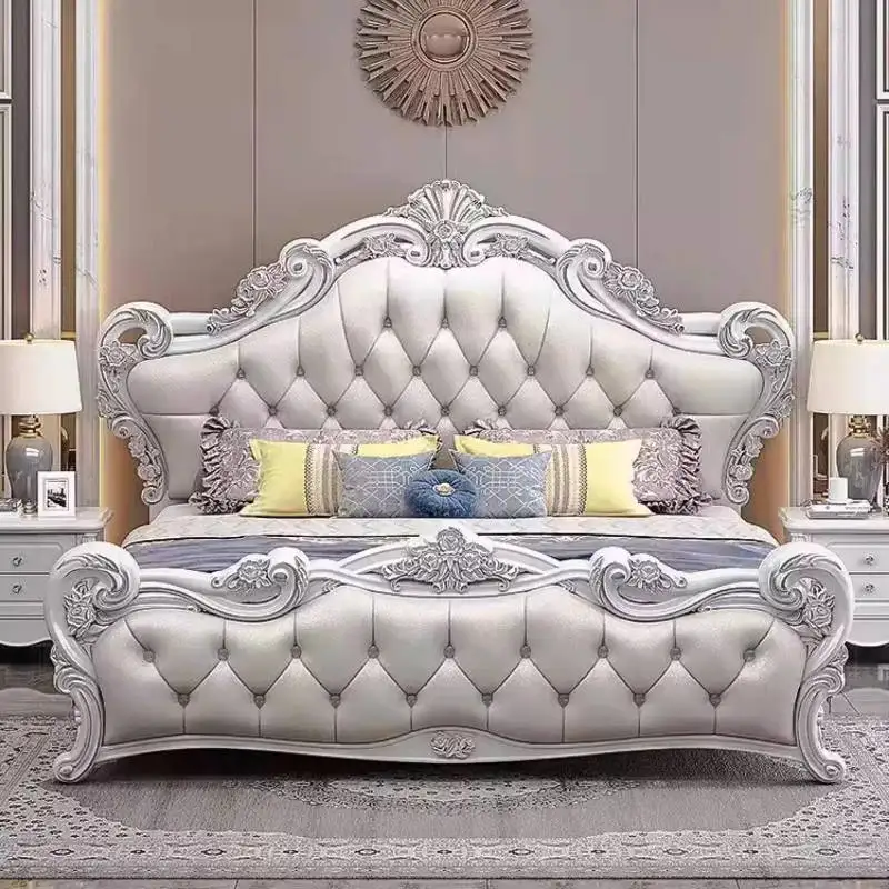 Cheap Beige European Double Bed Nordic Vintage Wood Storage European Double Bed Japanese Adults Camas De Dormitorio Furniture