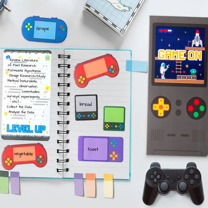 مجموعة ملاحظات مريحة لألعاب الفيديو، علامة صفحة الملاحظات ذاتية اللصق، ملصق مرجعي ثابت، ملصق إشارة مرجعية للوازم المدرسية المكتبية