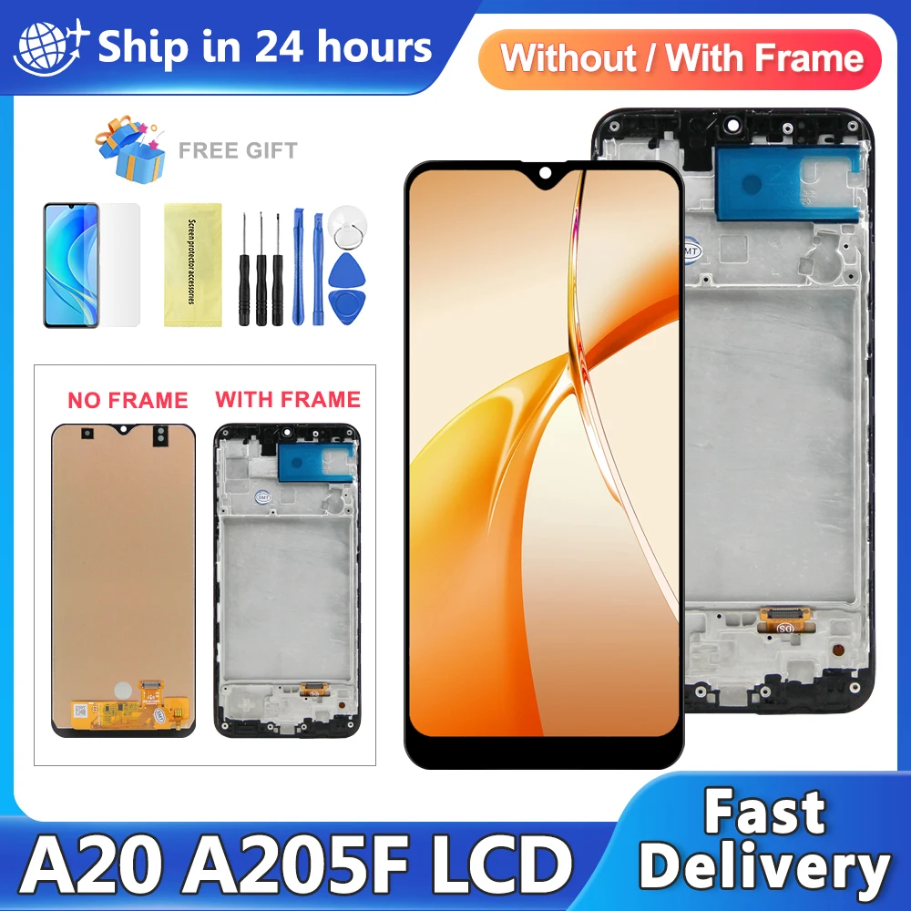 Display For Samsung A20 SM-A205F/DS LCD Display Touch Screen Digitizer Assembly Replacement For A20 Screen Replacement