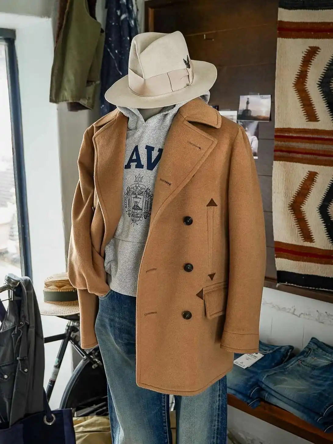 Autumn And Winter Men's Overcoat Woolen Slim Fit Double Breasted Notched Lapel Outdoors Warm Gentleman's Coat Customized