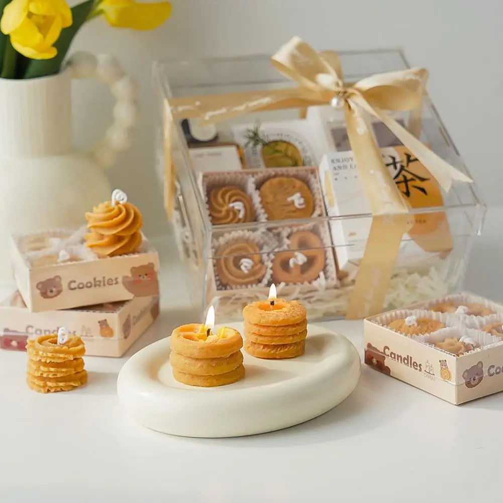 

biscuit candles, cookie scented candles gift box gift creative candles ins set gift modeling wax, holiday decoration