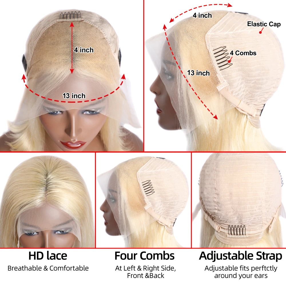 Megeen кружевные передние парики, натуральные волосы, предварительно выщипанные 13x4 HD прозрачные кружевные передние al парики, 100% человеческие волосы, 613 светлые парики могут быть окрашены