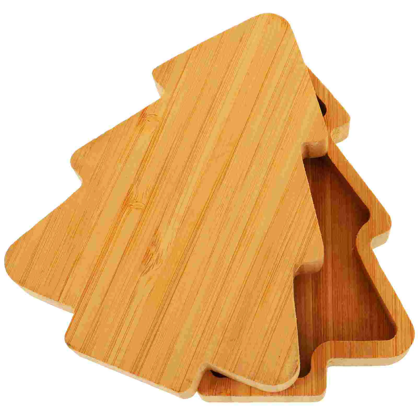 2 Pcs Christmas Tree Tray Bamboo Appetizer Plates Food Jewelry Shaped Dish Hotel Supplies Dinner