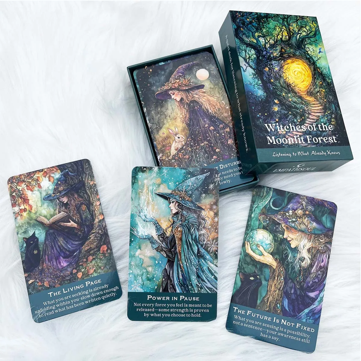 54Pcs 13x8 cm Witches Of The Moonlit Forest Oracle  Listening to What Alteady Knows Deck Card Games