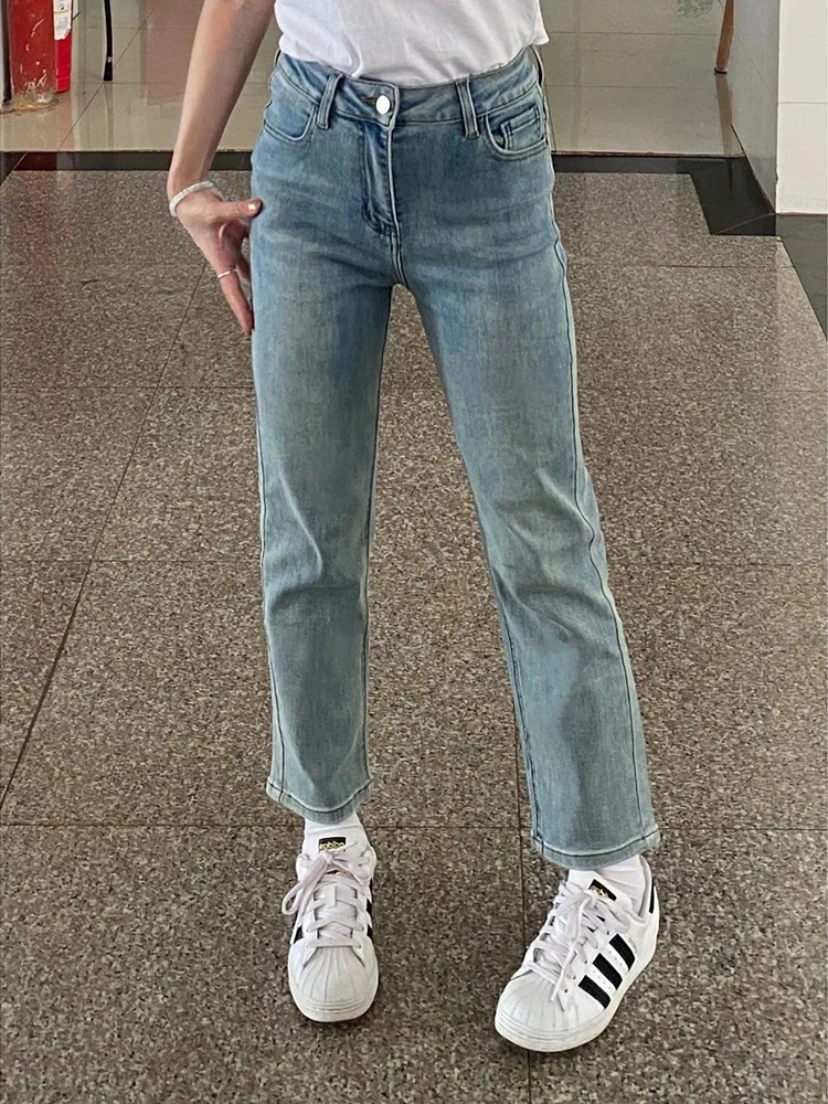 

Straight leg jeans women autumn and winter 2025 featuring high waist and slimming design smoke tube and nine point pants