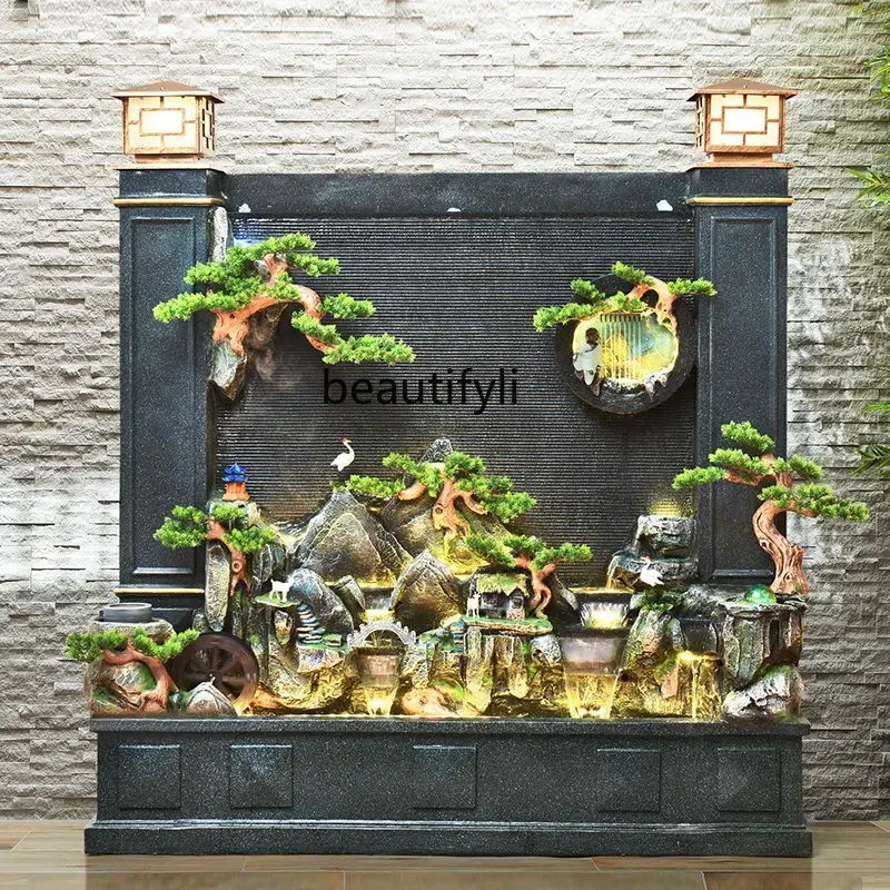 

V Mountain and Fountain Water Curtain Wall Landscape Furnishing Articles Lucky Liing Room Balcony Office Humidifier Decoration