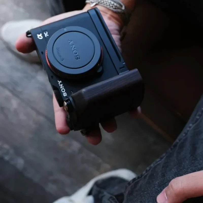 우드 핸드 그립 플레이트 브래킷 및 알루미늄 베이스 플레이트 브래킷, 소니 A7C 용